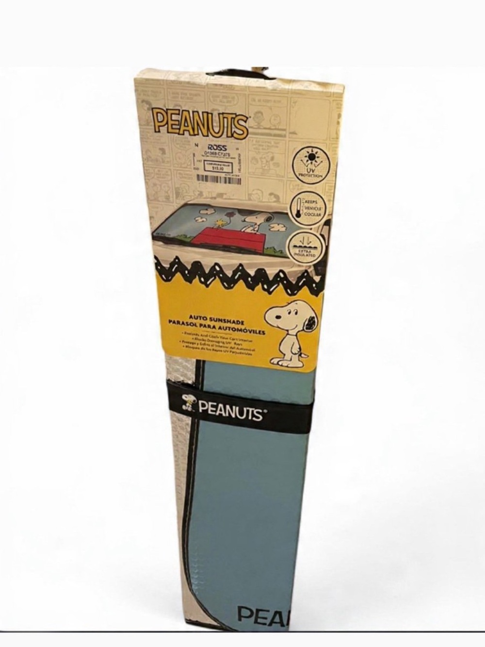 Peanuts Sunshade with Snoopy Artwork - Light Blue and Yellow